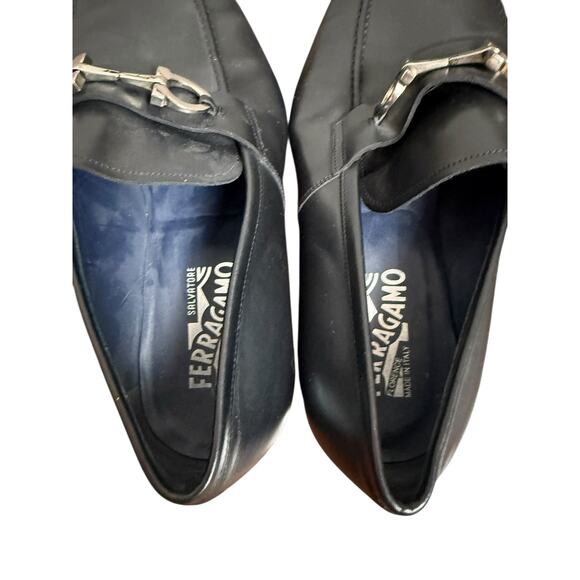 Ferragamo Black Italian Leather Gancini Bit Square Toe Slip On Dress Loafer 10.5 main image 6